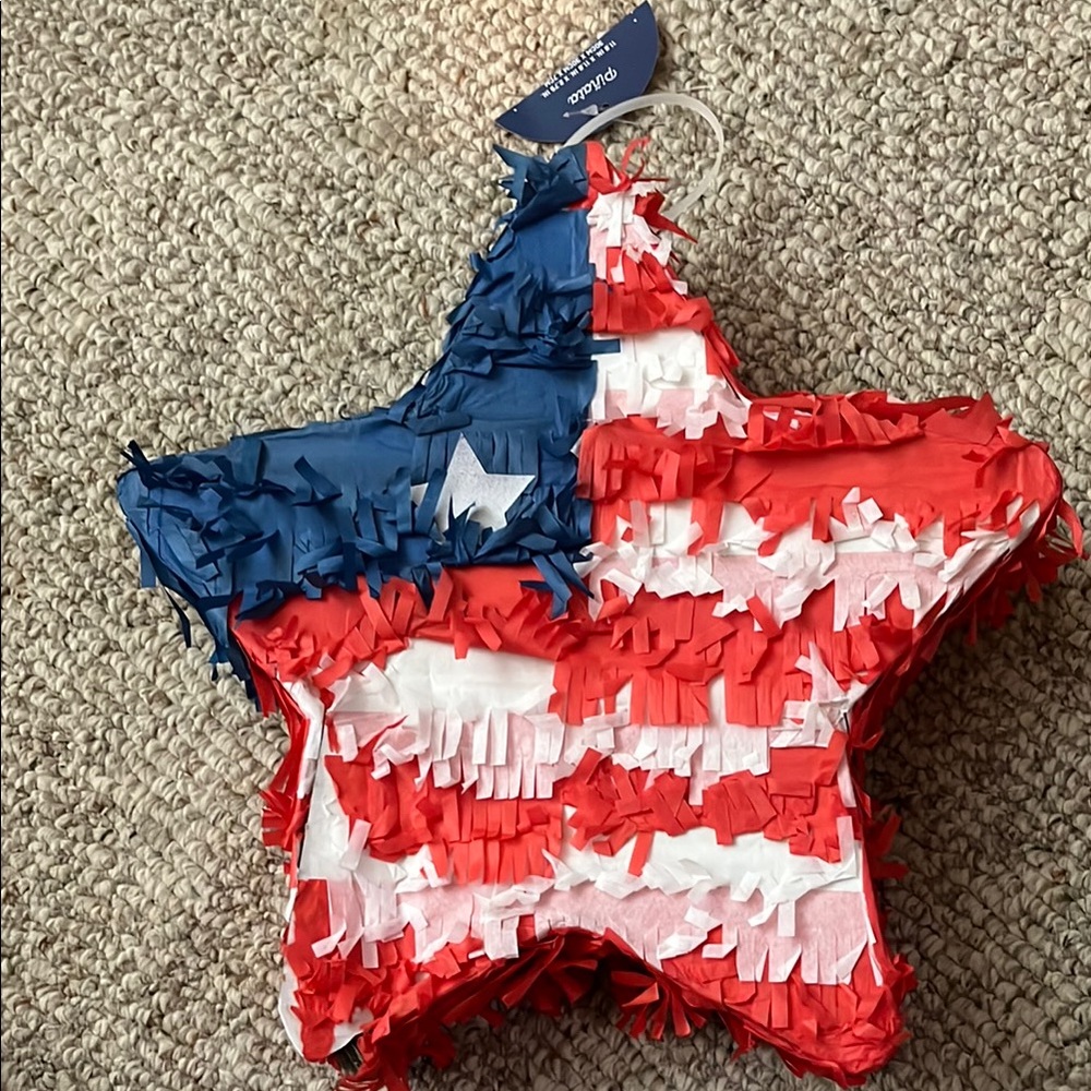 Star-Shaped Red, White, and Blue Piñata